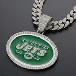 NFL New York Jets 20 Inch Necklace Pendant Cuban Chain Link Football Jewelry Photo 0