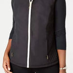 Karen Scott Hasting & Smith Quilted Vest Black Sleeveless Full Zip Gold Detail Photo 0