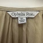 Ophelia Roe  Eyelet Sleeve Top Size XL Tan Boho Peasant Flowy Tie Neck NWT Photo 2