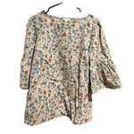 Time and Tru Women's Floral Flare Sleeve Top Green Photo 0
