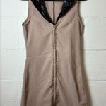 Dreamgirl Vintage Woman’s Beige & Black Y2K Sexy Zip Up Mini Dress Size Medium Photo 0