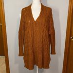 Free People  chunky cable knit oversized tunic sweater burnt‎ orange size XS Photo 1
