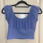 Cute Puff Sleeve Top Blue Size M Photo 0