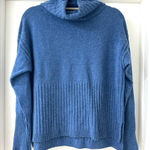 Derek Lam  10 Crosby Blue Cashmere Turtleneck Ribbed Knit Sweater, Size M Photo 0