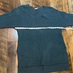American Eagle Chenille Knit Sweater Size Medium M Green High Low V-neck Photo 6