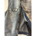 Carbon Women Large Blue Distressed Denim Vest Sleeveless Y2K Grunge Biker Summer Size XL Photo 7