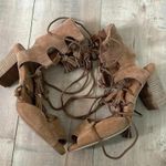 Joyfolie Imala Nutmeg Sandals Suede Leather Shoes Festival Fringe Sz 8.5 Tan Photo 2