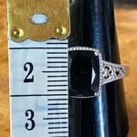 Natural Black Tourmaline Sterling Silver Heart Ring Size 11 Photo 6