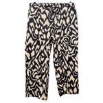 Larry Levine Printed Straight Cropped Pants Trousers Camel Black Abstract Pattern Size 12 Photo 1