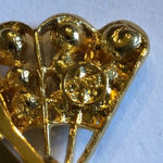 Angel Brand Vintage Signed Huge Bling Gold Fan Clip On Earrings Photo 3