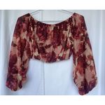 For Love & Lemons Revolve Floral Pink Wild Rose Crop Top S Off Shoulder Vacay Photo 7