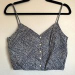 American Eagle NWT AEO Floral Crop Tank Top in Blue Photo 0