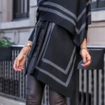 White House | Black Market WHBM Long Sleeve Tonal Ruana in Black Combo Sz XS/SM NWT Photo 0