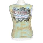 Vintage Y2K Blue Tan Rhinestone Graphic Tank 100% Cotton. Large. Western Artsy Photo 3