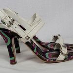 Prada Calzature Donna White Leather Cinghiale Viola Slingback Heel Sandals Sz 39 Photo 0
