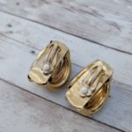 Vintage Clip On Earrings Extra Large Chunky Gold Tone Tube Design Statement Photo 8