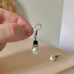 Black & Pearl Dangle Earring Vintage “Rae” Classic Dark Femme Simple Elegant Jewelry Photo 4