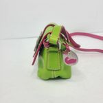 Dooney & Bourke Vtg Y2K  Lime Green & Pink Trim Rainbow Heart Buckle Mini Photo 2