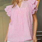 Davi & Dani  Pink Ruffle Blouse Photo 0