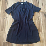 Everly  Women's Crew Neck Short Sleeve Buttons Casual Black Loose Midi Dresse L Photo 0