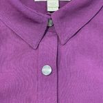 Burberry Brit Military Style Blouse Women's Size Large Purple Snap Front Collar Photo 12