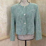 ZARA New Luxury Preppy Green Long Sleeves Round Neck Textured Crop Blazer Sz XL Photo 5
