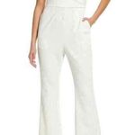 Chelsea28  off the shoulder white wide leg jumpsuit size large Photo 0