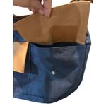 Blue Canvas Crossbody Bag with Tan Faux Leather Trim‎ Shoulder Handbag Photo 1