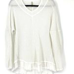 XCVI  Women's Size S Mesh Fira Pullover Knitted Sweater Long Sleeve V Neck White Photo 0