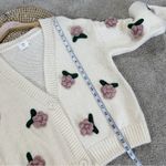 Luna Ivy Women’s 3D Flower Knit Cardigan Sweater Cropped Coquette in Beige M Pink Size M Photo 11