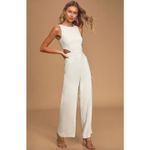 Lulus  Moments to Remember White Sleeveless Wide Leg Cutout Jumpsuit Small NWT Photo 3