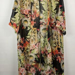 See You Monday Black Multicolor Floral Sheer Open Front Short Sleeve Kimono Photo 0