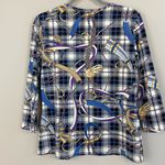 J. McLaughlin Equestrian Plaid Print Signature Tee Size Large Photo 6