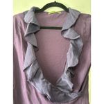 Velvet Tees Velvet‎ Purple Y2K Flutter Faux Wrap Long Sleeve Silk Cotton Shirt Size Medium Photo 2