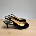 Calvin Klein Cole Haun Glossy Black Slingback Heels with Peep Toe Size 8.5 B Patent Luxury Photo 1