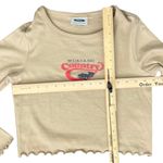 Cotton On  Ford Mustang Country Tan Brown Long Sleeve Lettuce Hem Crop Tee size M Photo 2