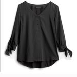 Fortune + Ivy Chic Black Blouse with Tie Sleeves Photo 0