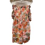 Billabong  Floral Smocked Off Shoulder Mini Dress Orange Pink Green Womens Medium Photo 7