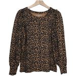 Loft Women's S Leopard Print Puff Sleeve Lightweight Sweater Photo 0