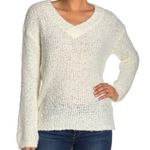 Susina New Fluffy Boucle Knit Sweater V-Neck Long Sleeve Pullover White Snow Photo 0