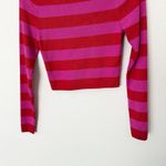 ZARA [] Pink Red Striped Crew Neck Long Sleeve Knit Crop Sweater NWT Sz Medium M Photo 6