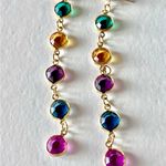 Vintage Austrian Crystal Necklace & Earrings Bezel Crystals Gold Tone Classic Photo 3