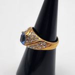 Vintage DAC Gold Tone, Blue Crystal, & Clear CZ Ring (7.5) Blue Photo 2