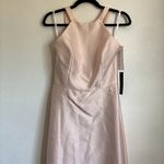Alfred Sung NWT  Lace-Up Back Satin Bridesmaid Gown in Blush Pink D763 Photo 4