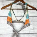 Billabong  Colorful Tie-Dye Halter Bikini Top Size Large Brown Orange Blue Green Photo 4