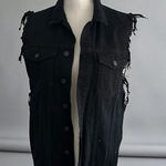 AGOLDE  Women's Black Frayed Denim Vest Size Small Photo 0