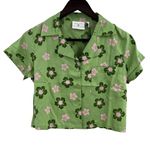 Daisy Street Green Crop Floral Button Front New Medium Photo 7
