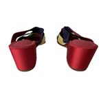 Vintage Bertlyn New York Satin Silk Rainbow Wedge Kitten Heels Size 6 *READ* Green Photo 1