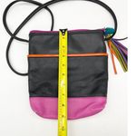 ILI New York Leather Crossbody Bag Colorblock Pink Black Tassel Y2K Retro Chic Black Photo 10