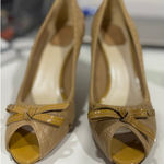 Dior  Beige Cannage Leather Bow Detail Peep Toe Pumps Photo 0